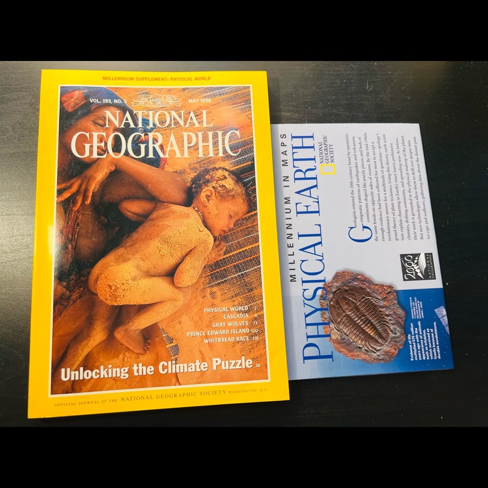 National Geographic Magazine May 1998 Physical Earth Map Supplement